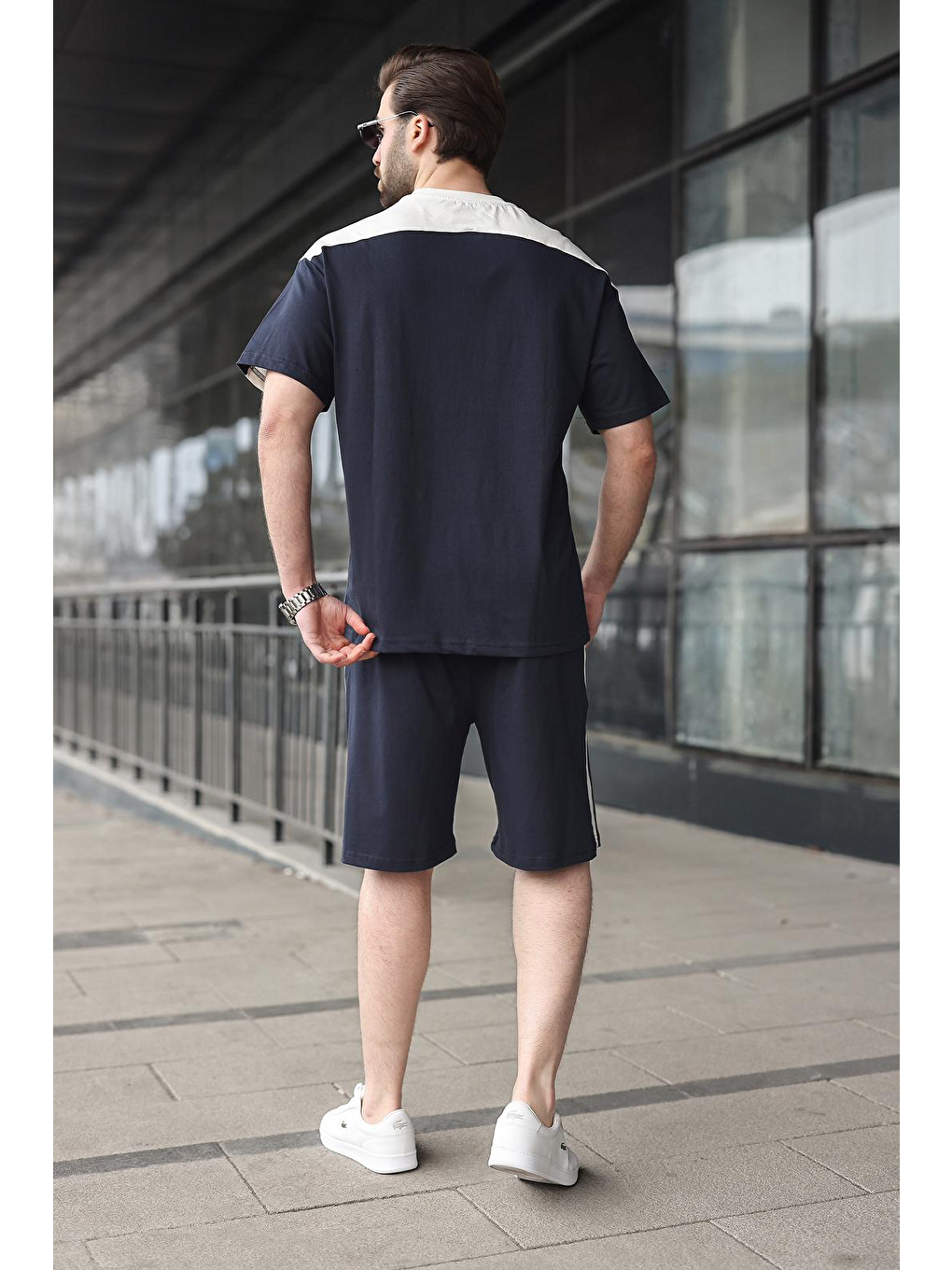 Lacivert Erkek Şort T-Shirt Takımı E7346-2