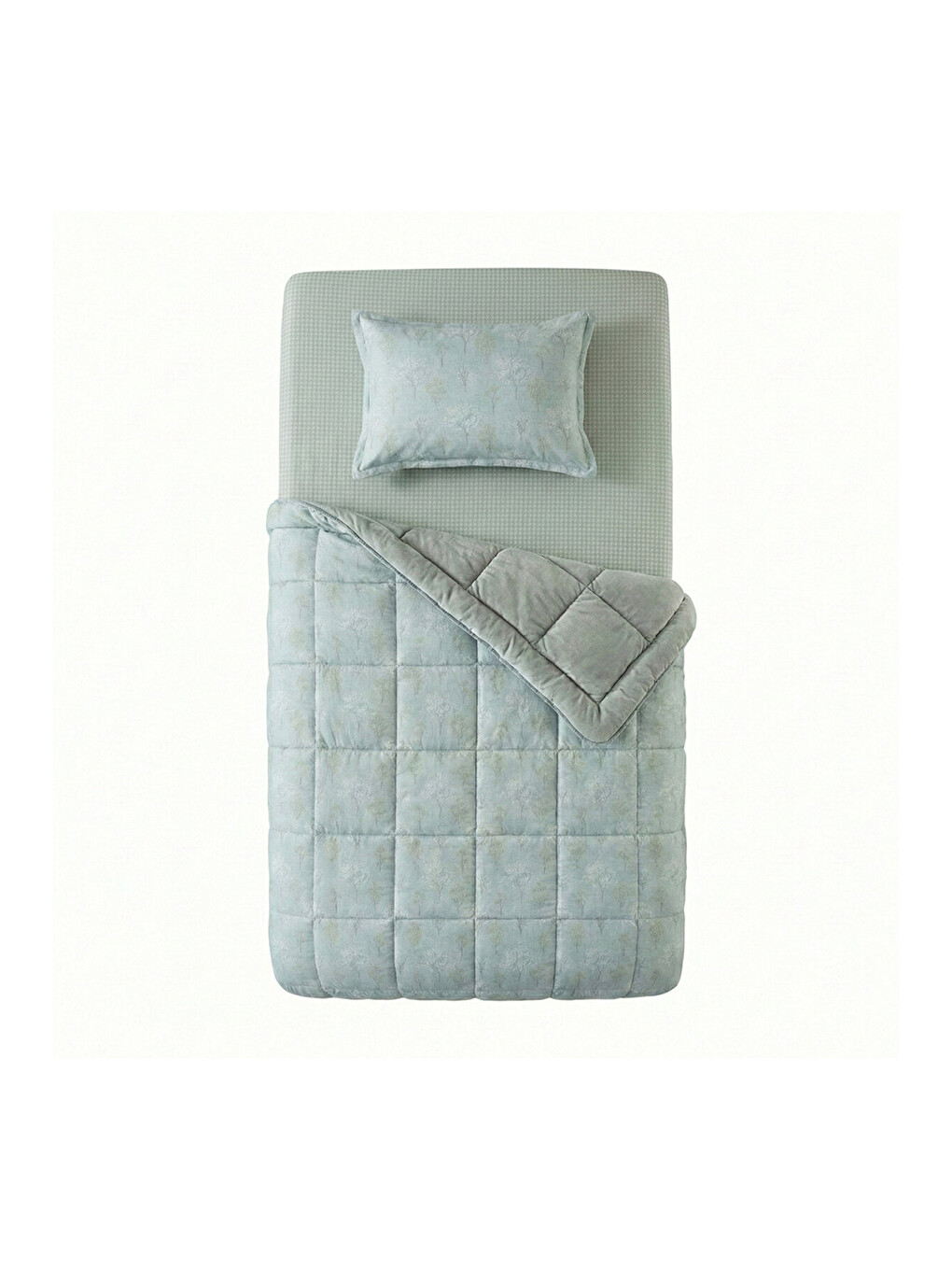 Tek Kişilik Çift Taraflı Welsoft Comforter Yorgan Seti Yeşil 155x215 cm - Dormio Soft Bloom Serisi-3