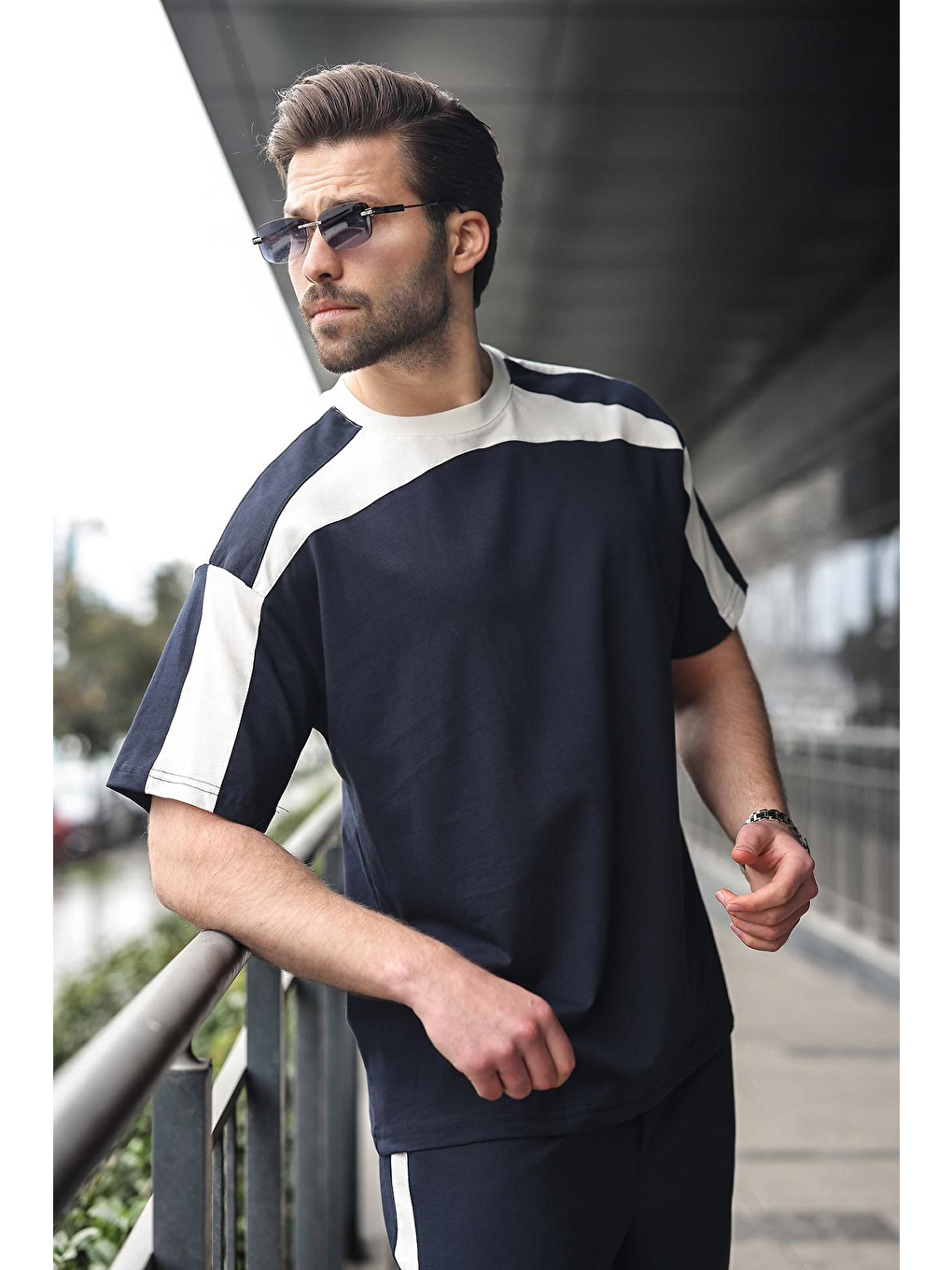 Lacivert Erkek Şort T-Shirt Takımı E7346-4