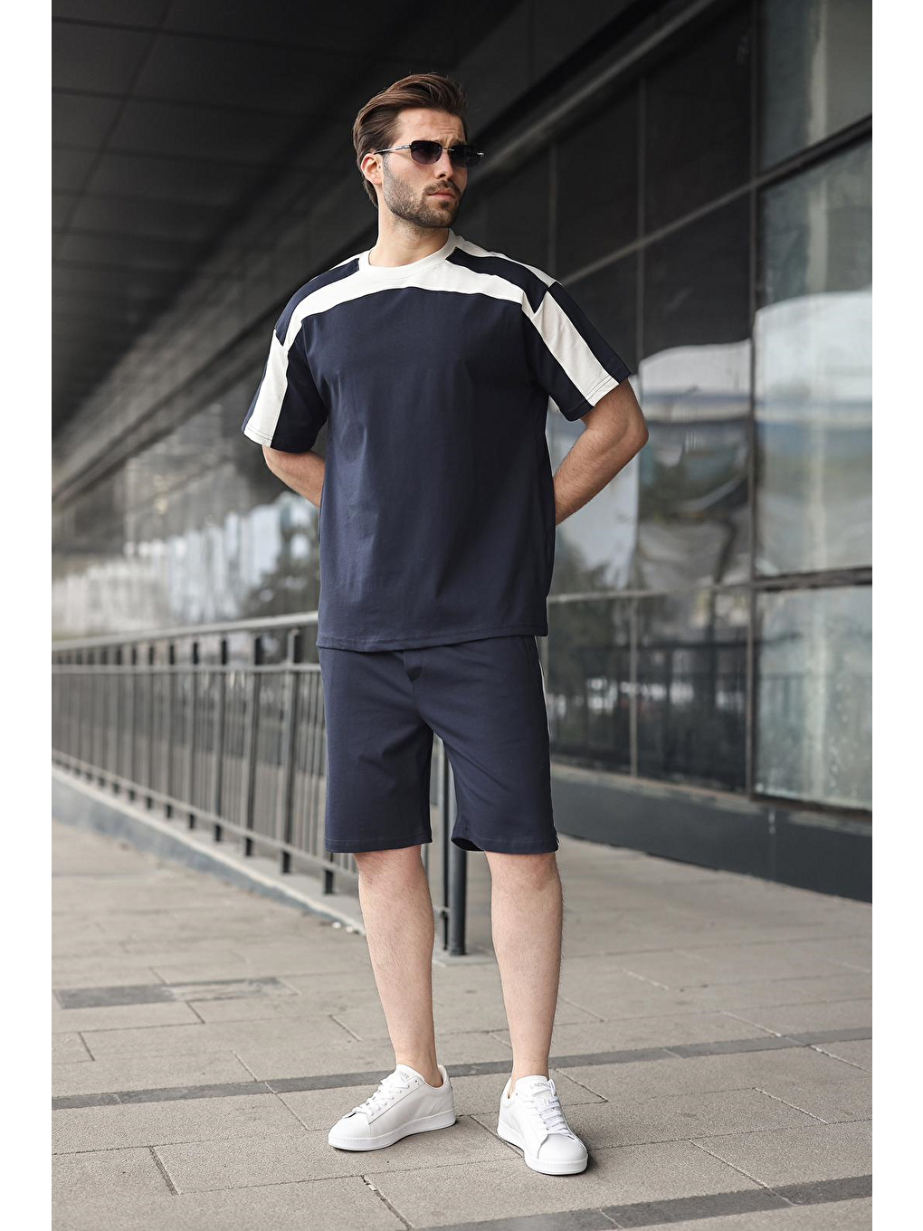 Lacivert Erkek Şort T-Shirt Takımı E7346-5