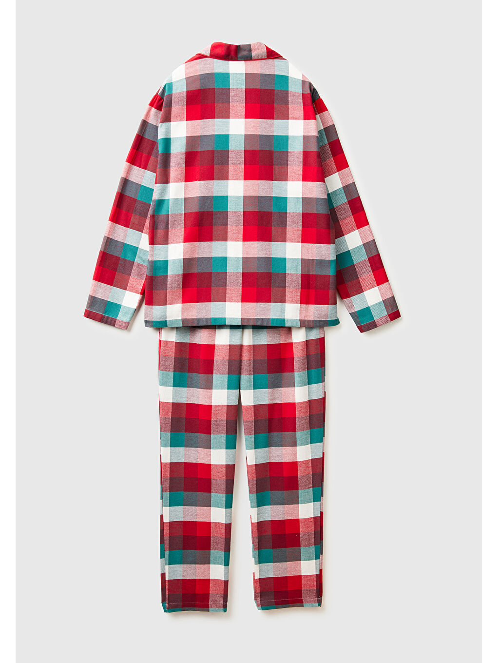 Erkek Kırmızı Ekoseli %100 Pamuk Ekoseli Pijama Takımı-1