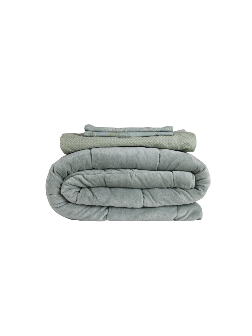 Tek Kişilik Çift Taraflı Welsoft Comforter Yorgan Seti Yeşil 155x215 cm - Dormio Soft Bloom Serisi-4