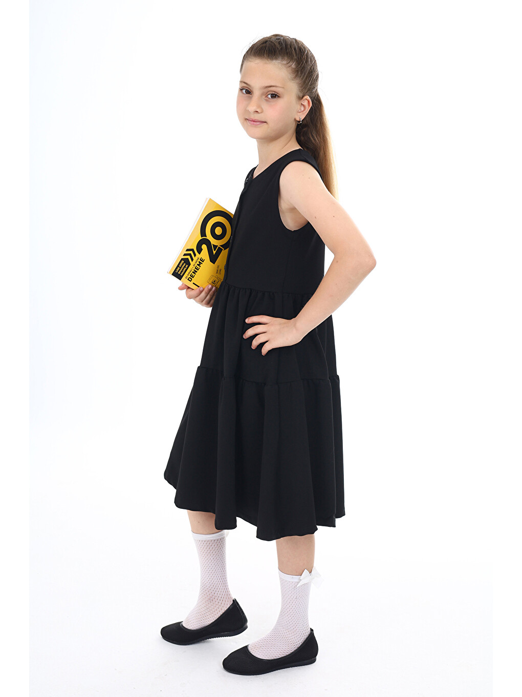 Siyah Kız Çocuk Okul Elbise-1