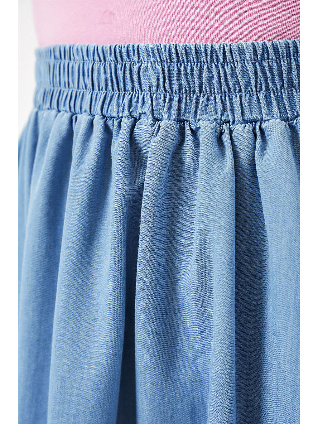 Kadın Uzun Jean Etek 8062 - Mavi-3