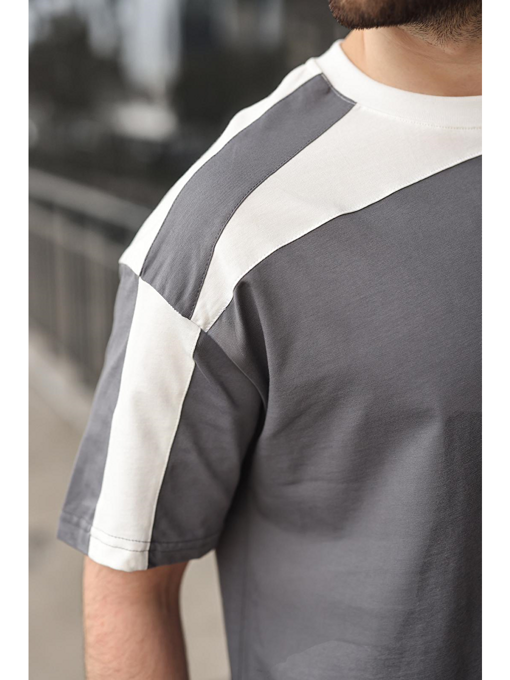 Gri Füme Erkek Şort T-Shirt Takımı E7346-3