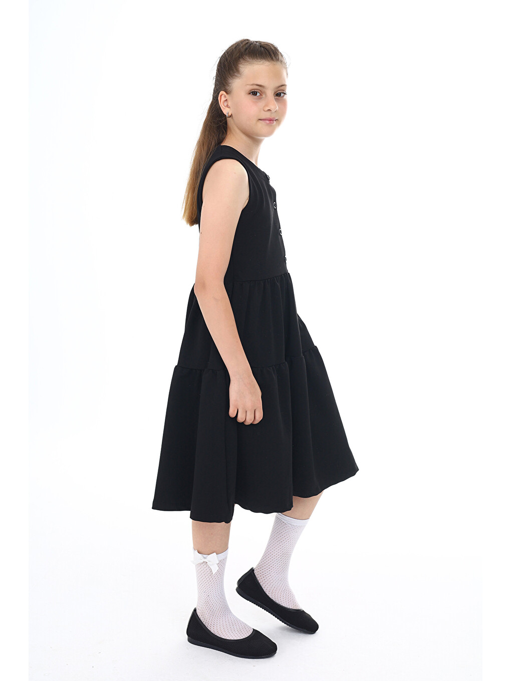 Siyah Kız Çocuk Okul Elbise-3