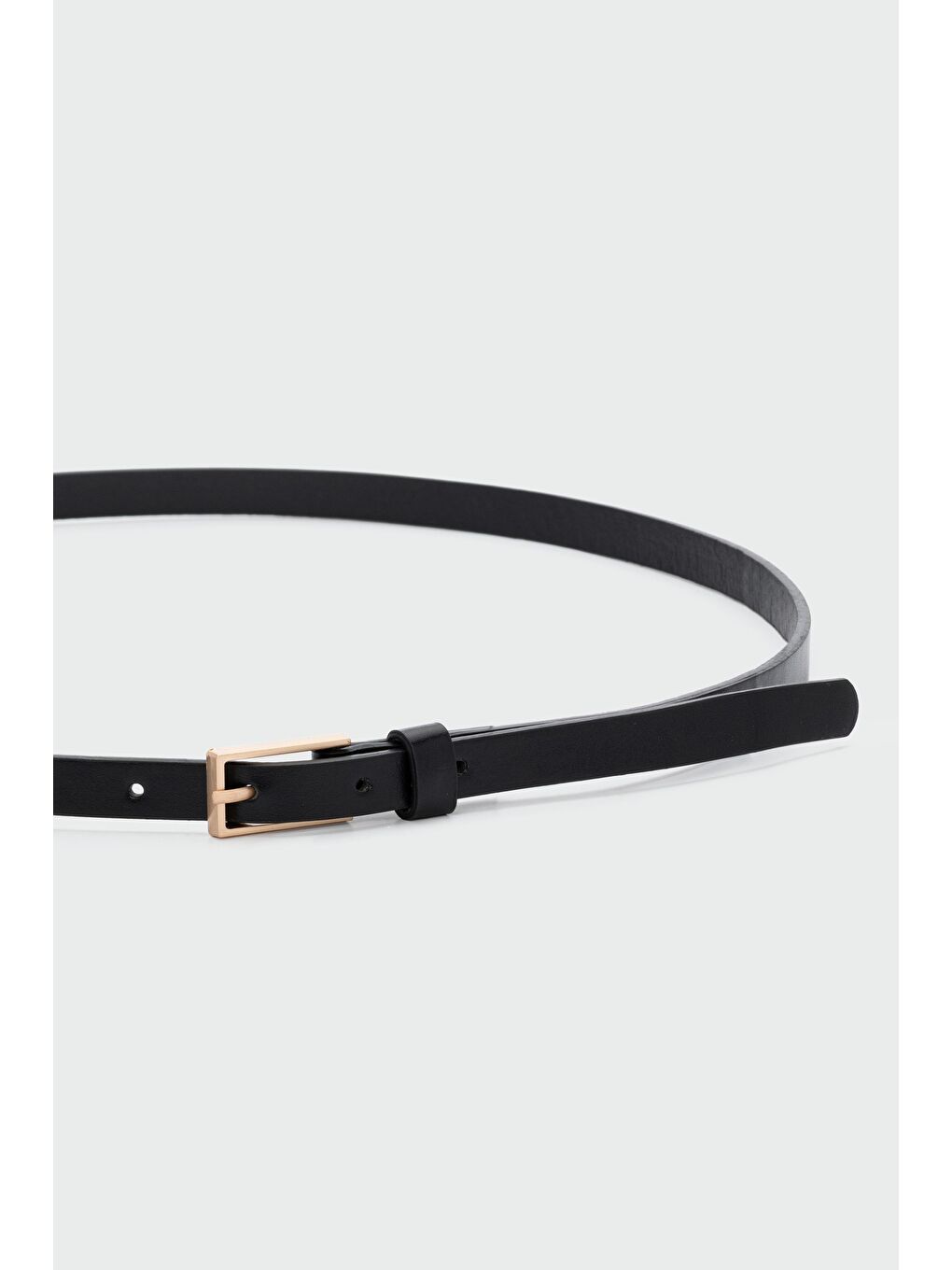 Dikdörtgen İnce Suni Deri Kemer Siyah-1