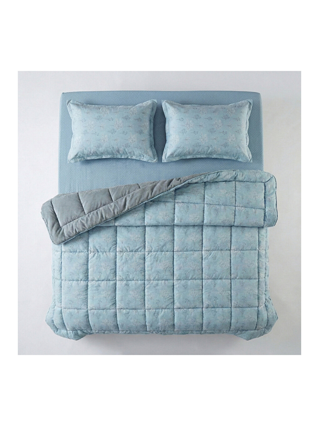 Çift Kişilik Çift Taraflı Welsoft Comforter Yorgan Seti Mavi 195x215 cm - Dormio Soft Bloom Serisi-3