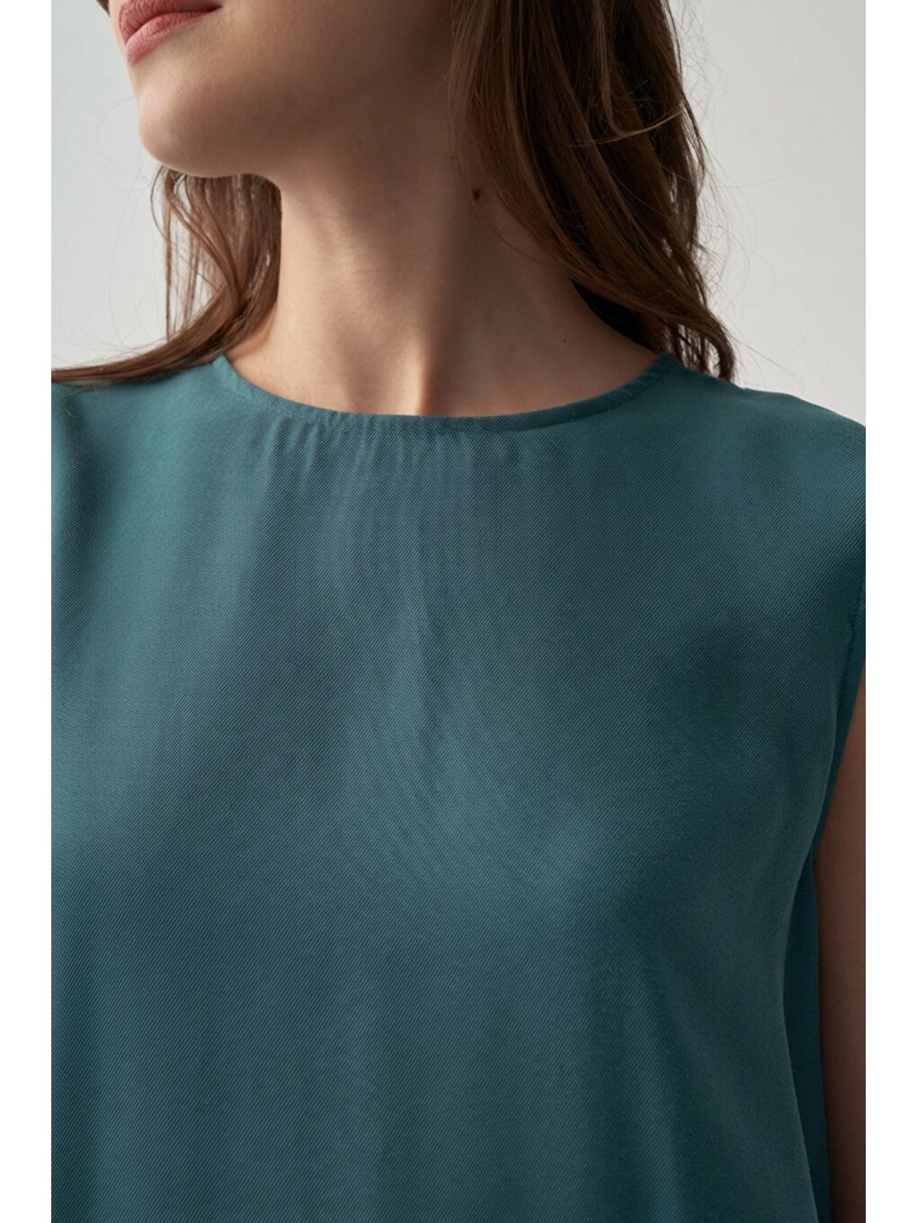 Yeşil-Modal Kolsuz İçlik Elbise-3