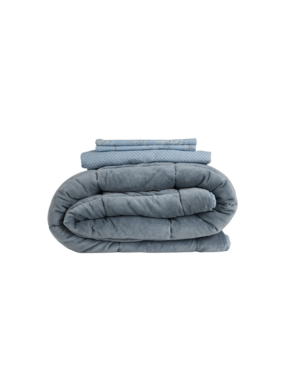 Çift Kişilik Çift Taraflı Welsoft Comforter Yorgan Seti Mavi 195x215 cm - Dormio Soft Bloom Serisi-4