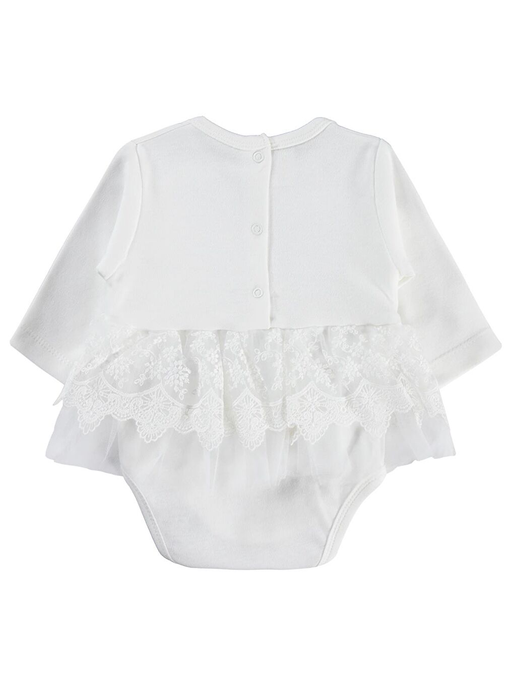 Baby Fırfır Tüllü 3-12 Ay Çıtçıtlı Badi - Ekru 9-12 Ay-1