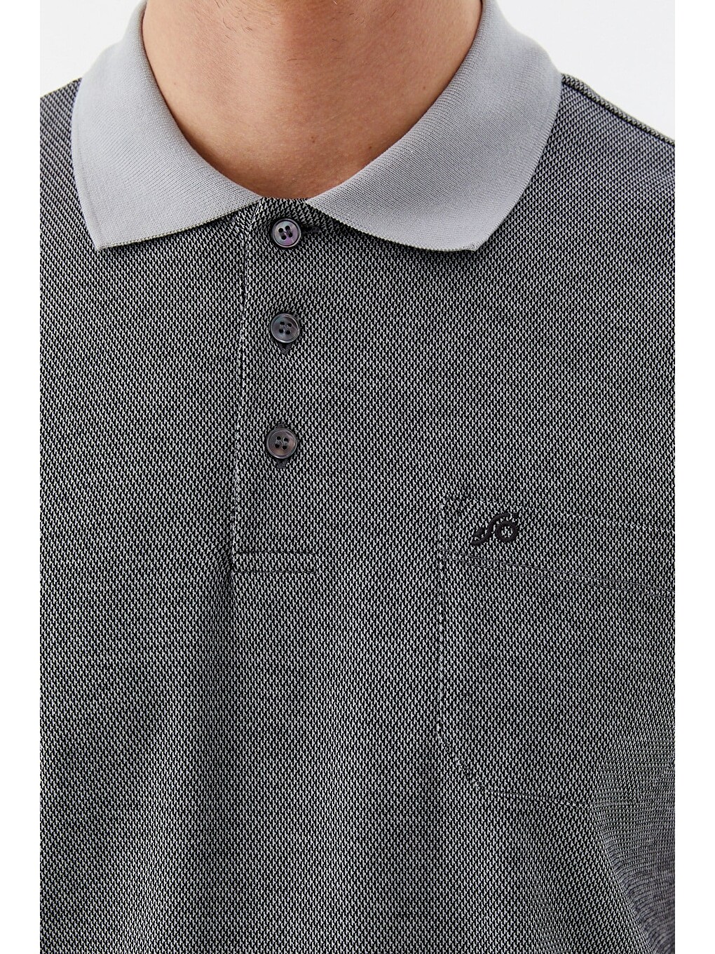 Siyah %100 Pamuk Regular Fit Jakar Desenli Cepli Polo Yaka T-shirt-3