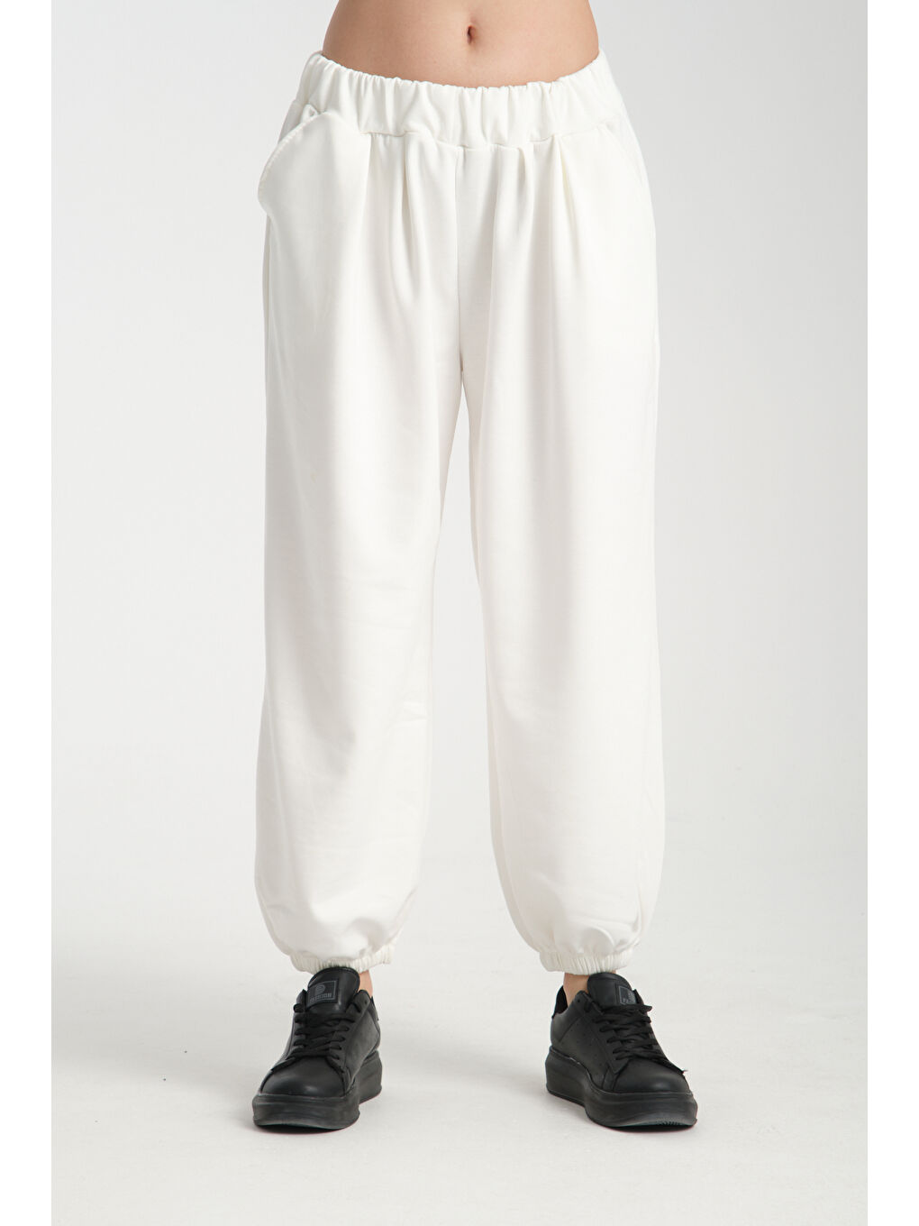 Ekru Kadın Beli Lastili Şalvar MG 1021