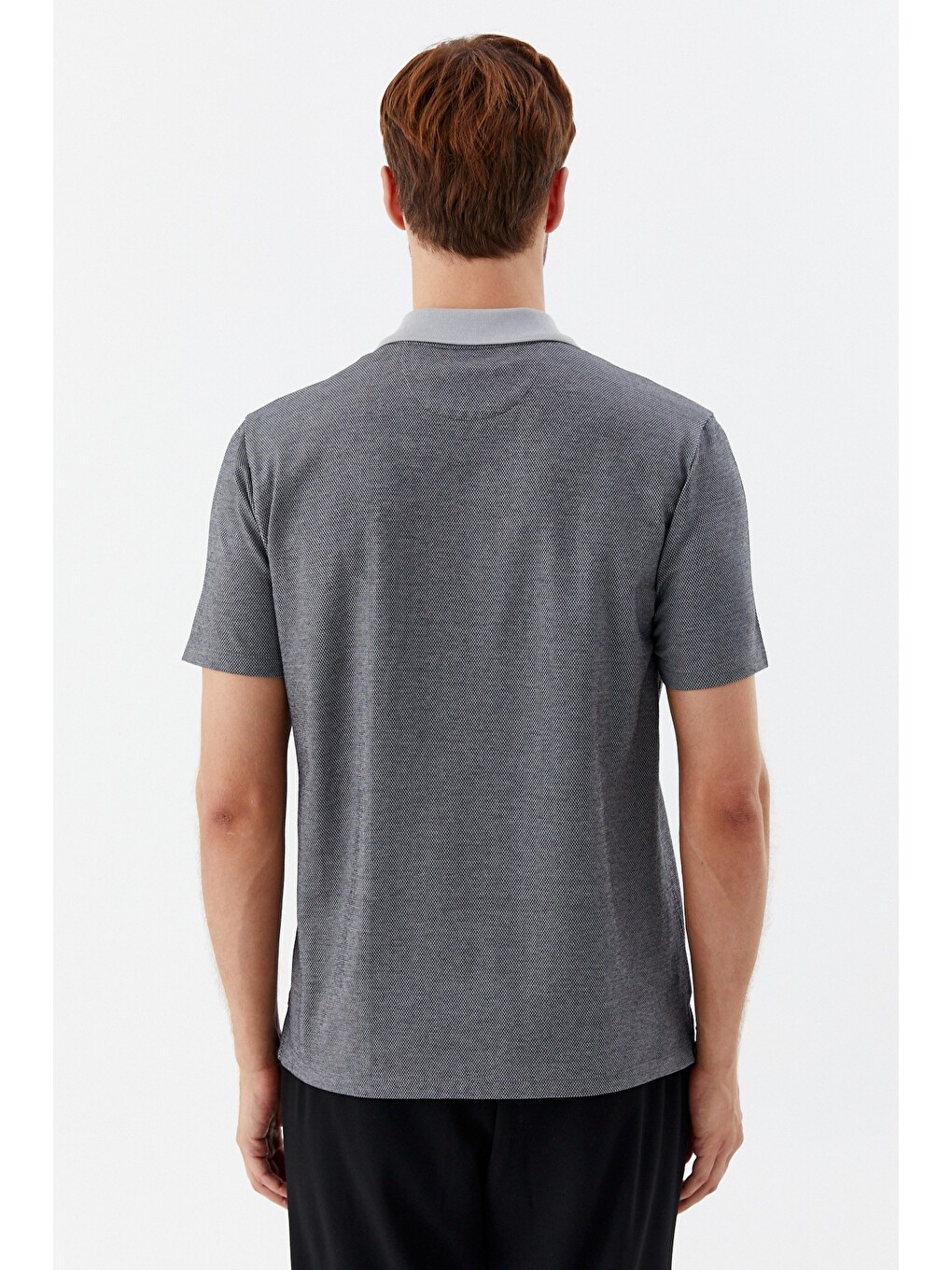 Siyah %100 Pamuk Regular Fit Jakar Desenli Cepli Polo Yaka T-shirt-4
