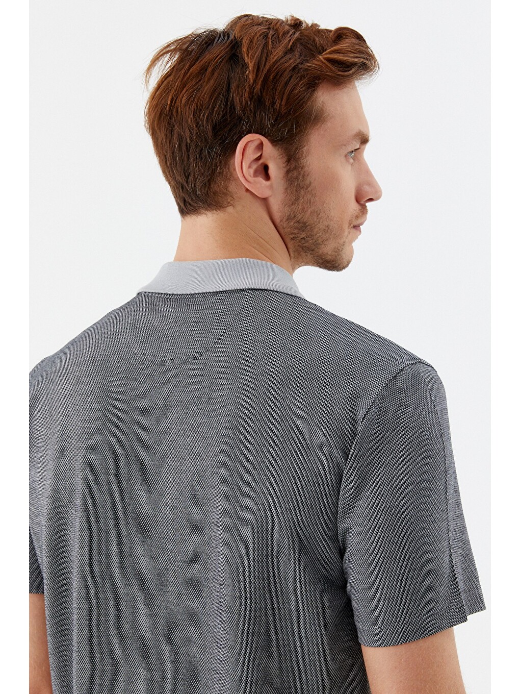 Siyah %100 Pamuk Regular Fit Jakar Desenli Cepli Polo Yaka T-shirt-5