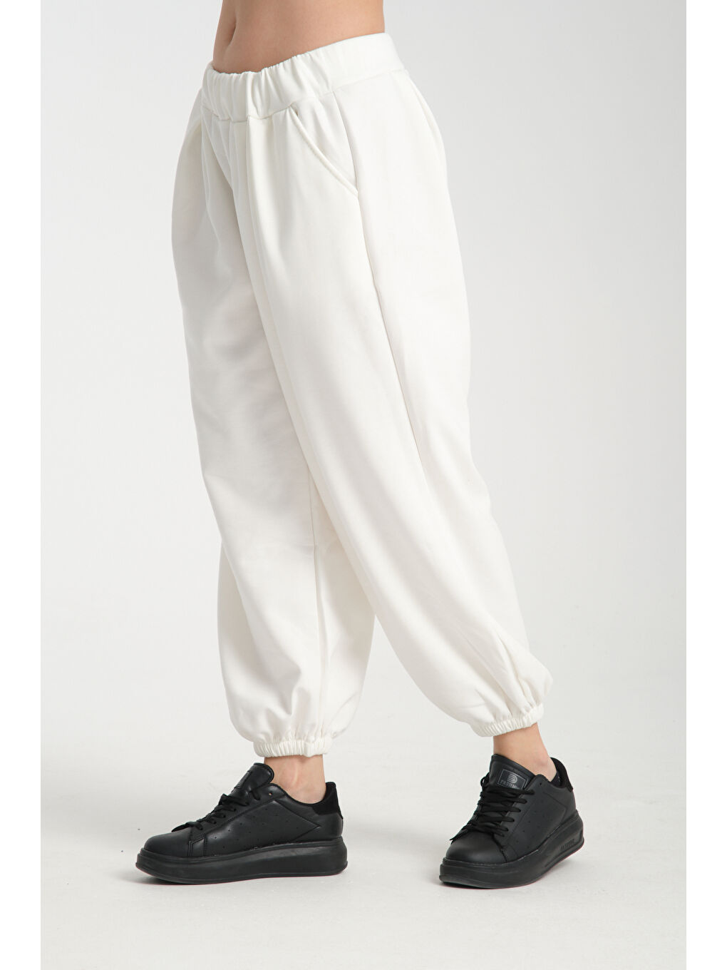 Ekru Kadın Beli Lastili Şalvar MG 1021-2