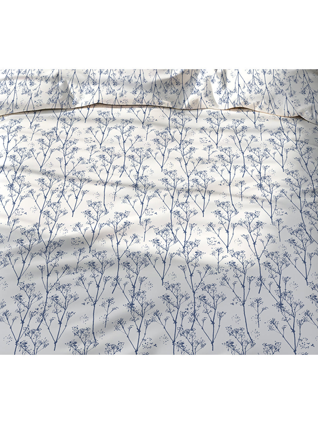 Karışık Mavi Bahar Dalları Desenli Tek Kişilik Nevresim Takımı & Fermuarlı-1