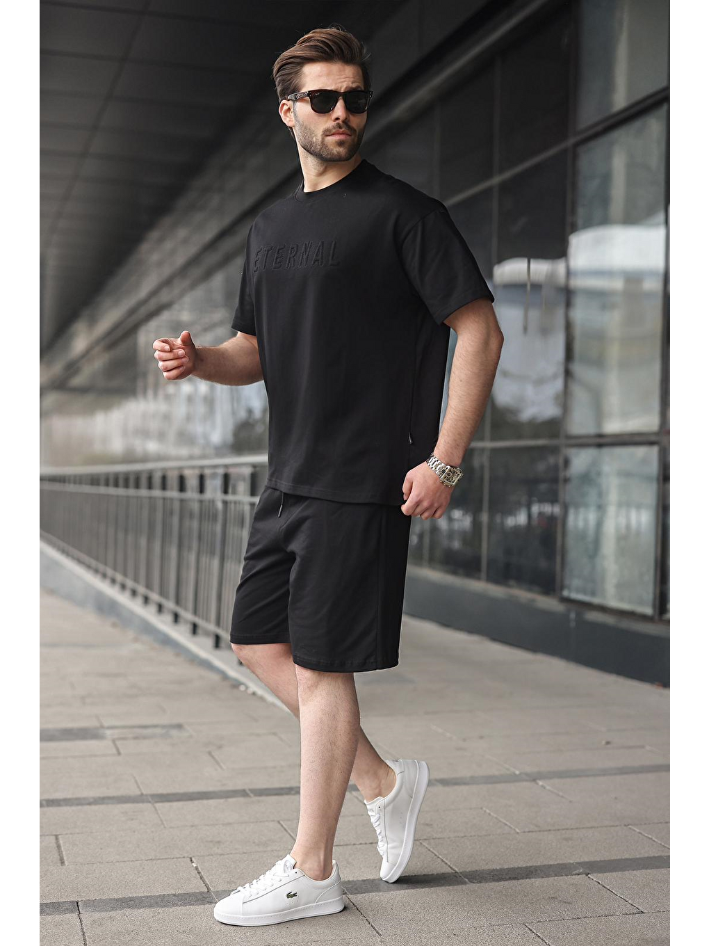 Siyah Erkek Şort T-Shirt Takım E7347