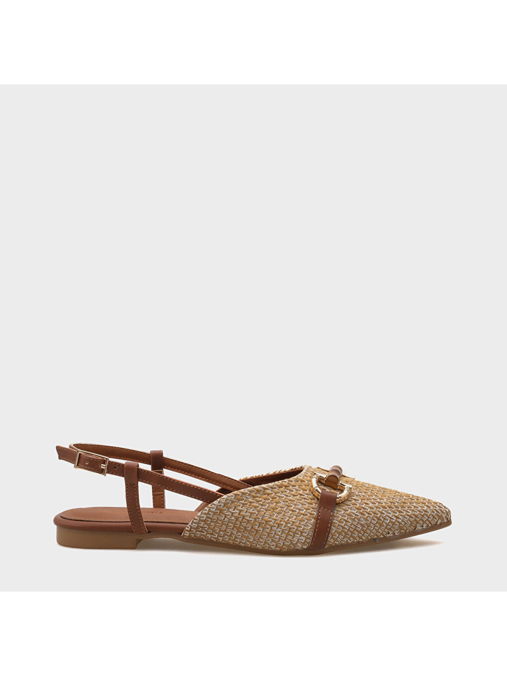 Kahverengi Aria Hasır Ahşap Tokalı Kadın Babet-2