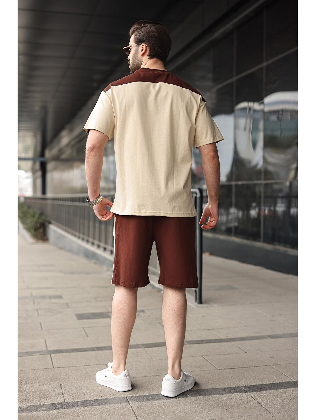 Bej Erkek Şort T-Shirt Takımı E7346-4
