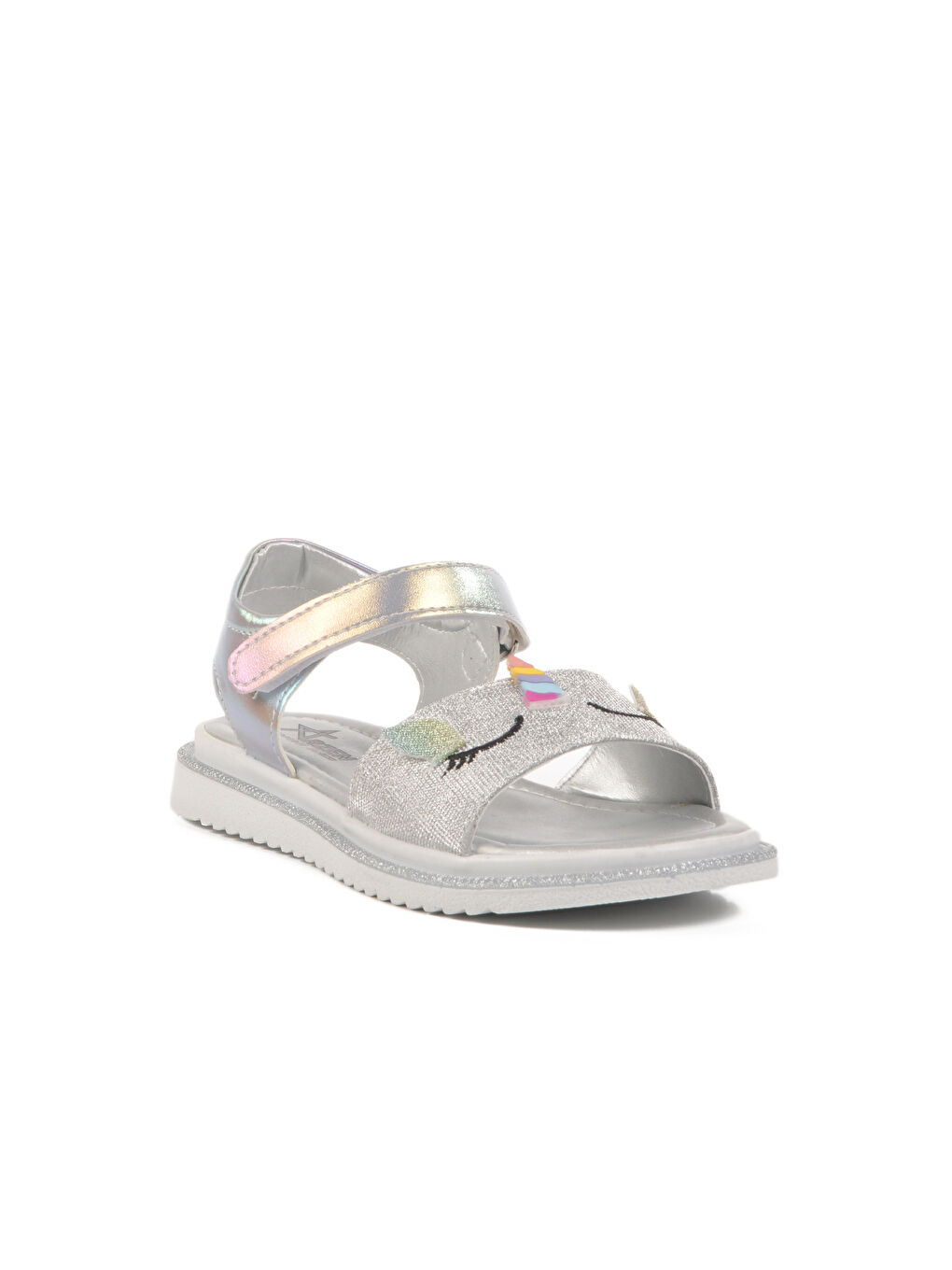 Gri Gümüş Simli Cırtlı Ortopedik Kız Çocuk Sandalet 25T105 F-2