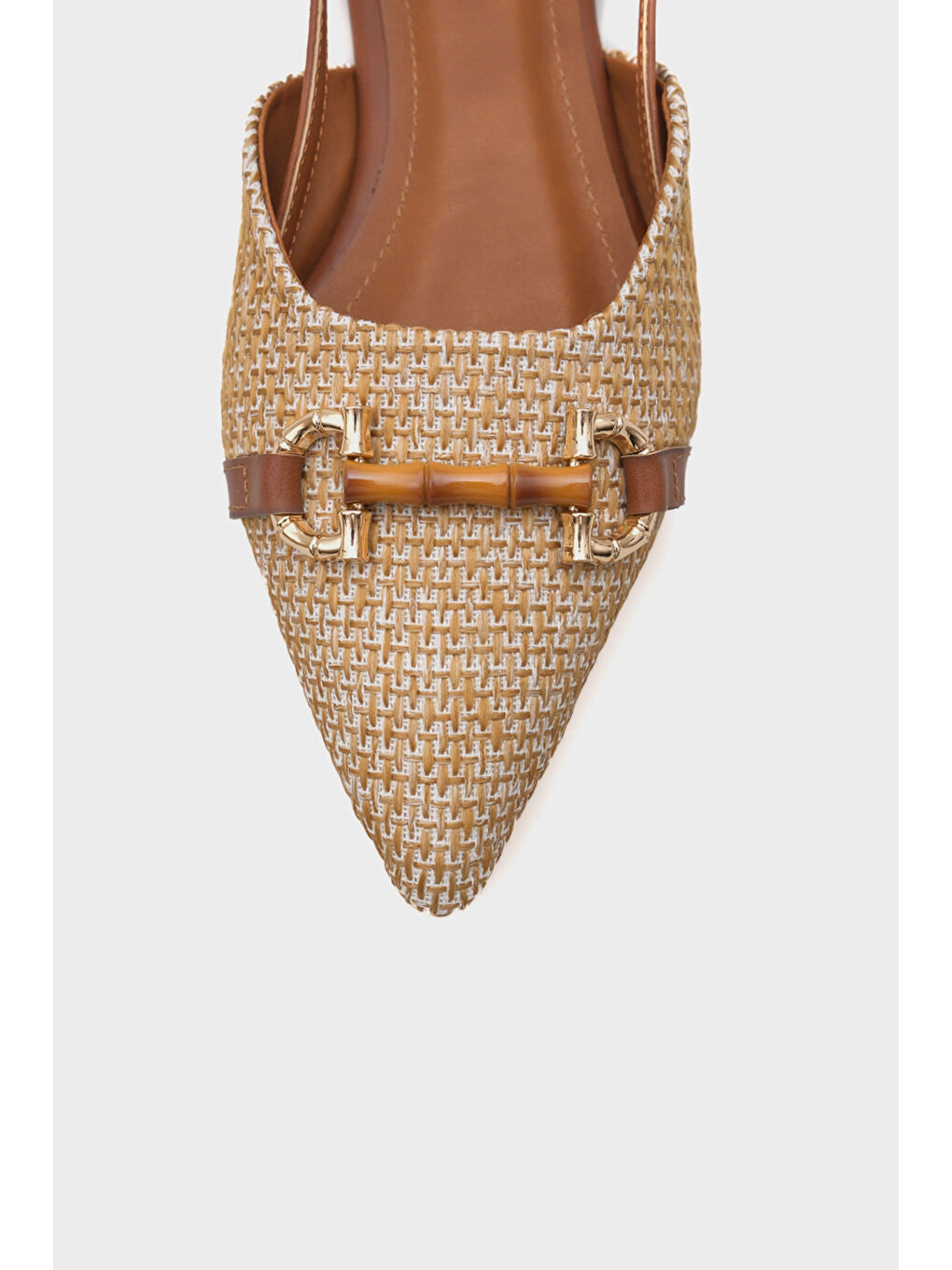 Kahverengi Aria Hasır Ahşap Tokalı Kadın Babet-3