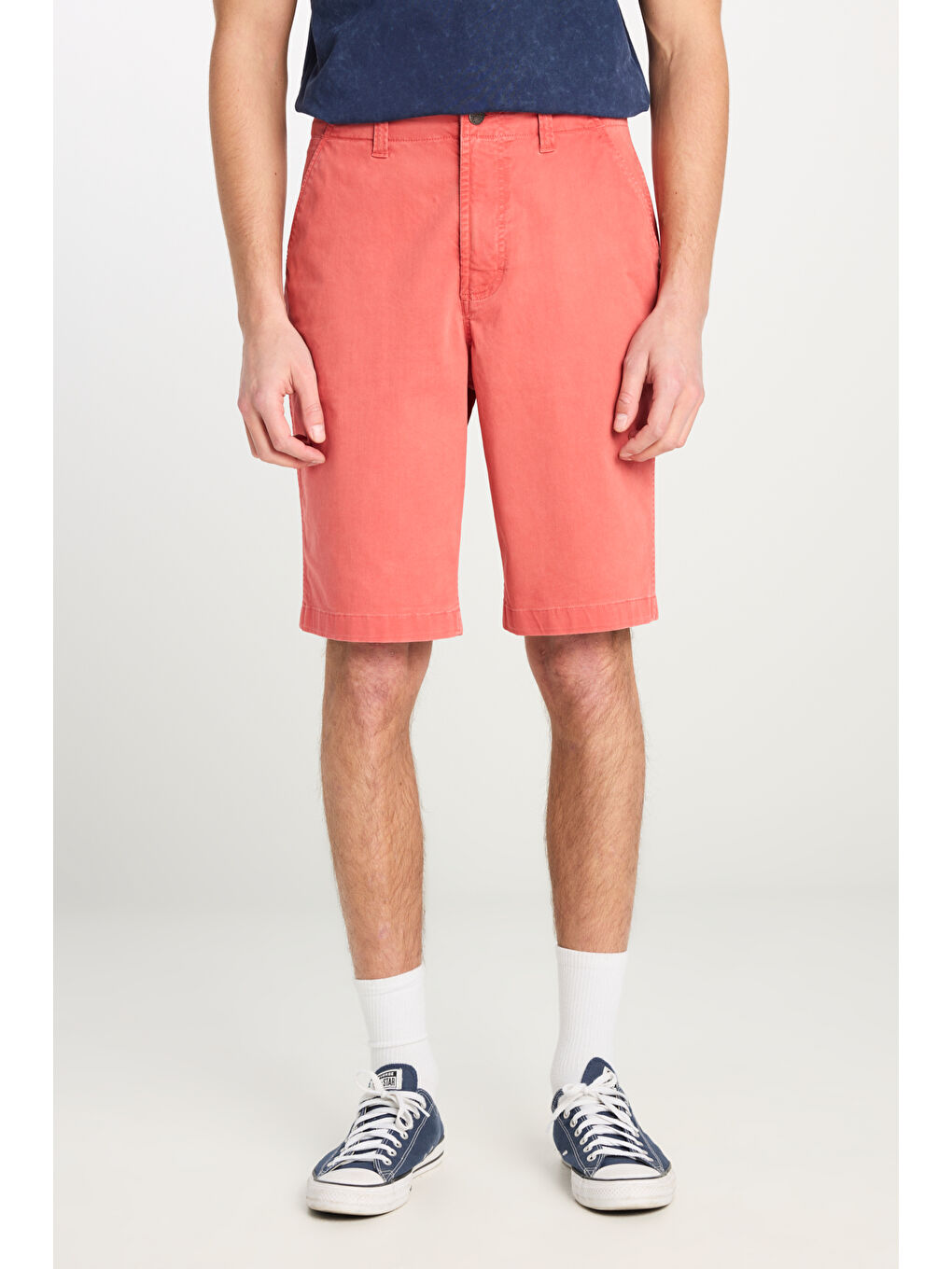 Regular Fit Normal Kesim Lastik Bel Detaylı Pamuklu Esnek Pembe Chino Şort-2