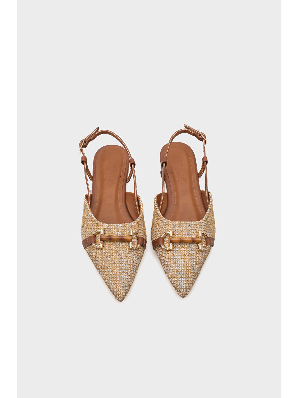 Kahverengi Aria Hasır Ahşap Tokalı Kadın Babet-6