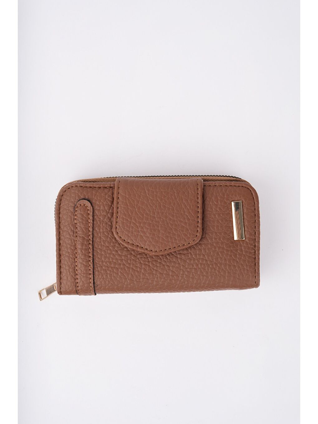 Kahverengi CHEKO Bozuk & Kağıt Para Bölmeli Fermuarlı Kartlık Kadın Cüzdan