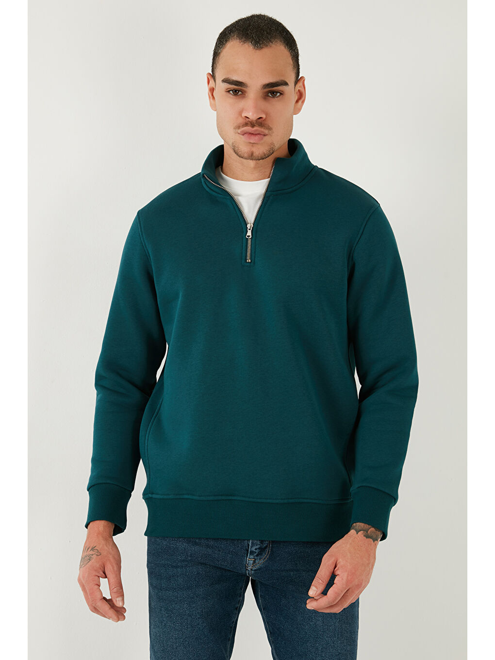 Bej Pamuklu Regular Fit Dik Yaka 2'li Paket Sweat 59052592S2-1