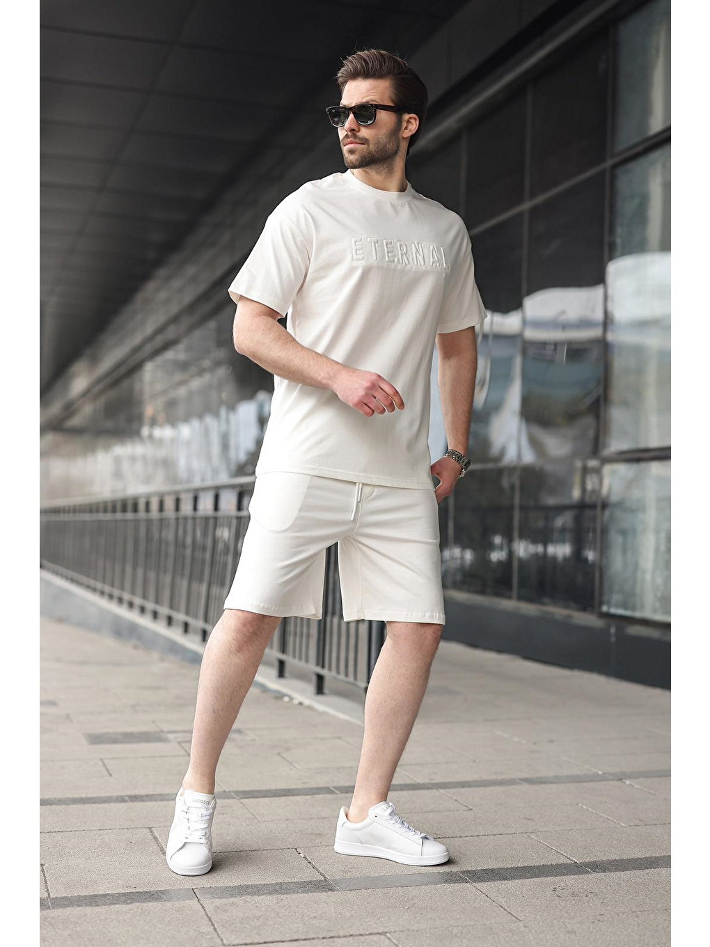 Ekru Erkek Şort T-Shirt Takım E7347-5