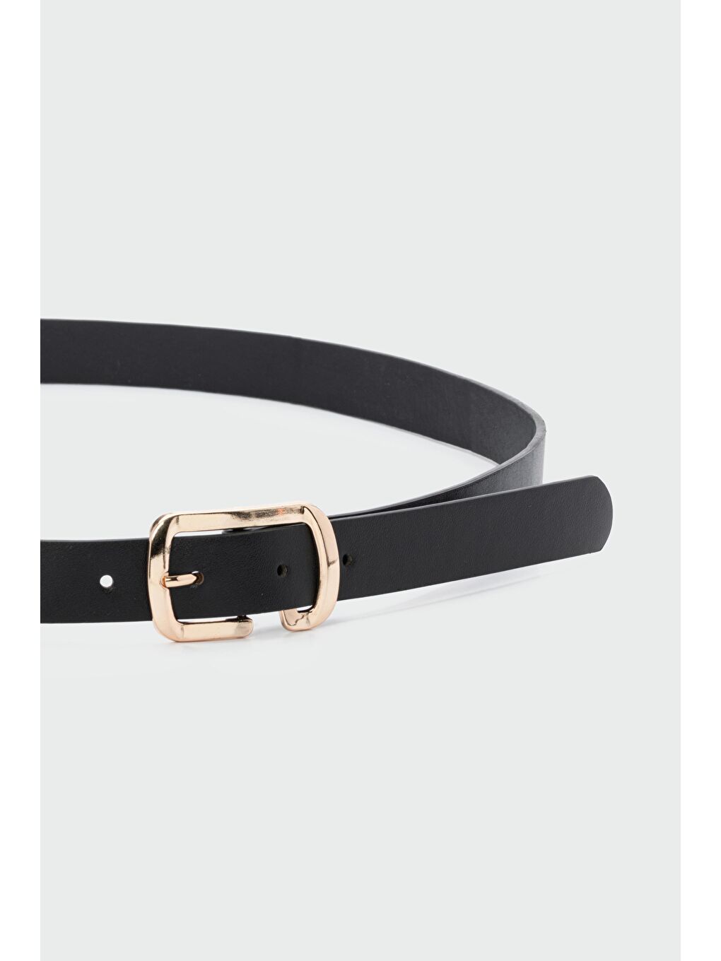 Dikdörtgen Kesik Suni Deri Kemer Siyah-1