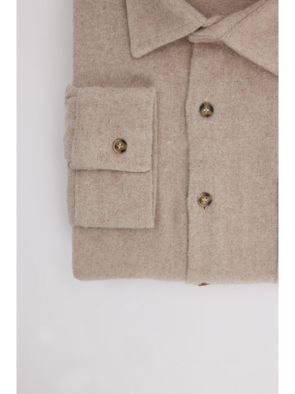 Bej Erkek Big Size Büyük Beden Oduncu Tek Cepli Taş Kışlık Gömlek-2