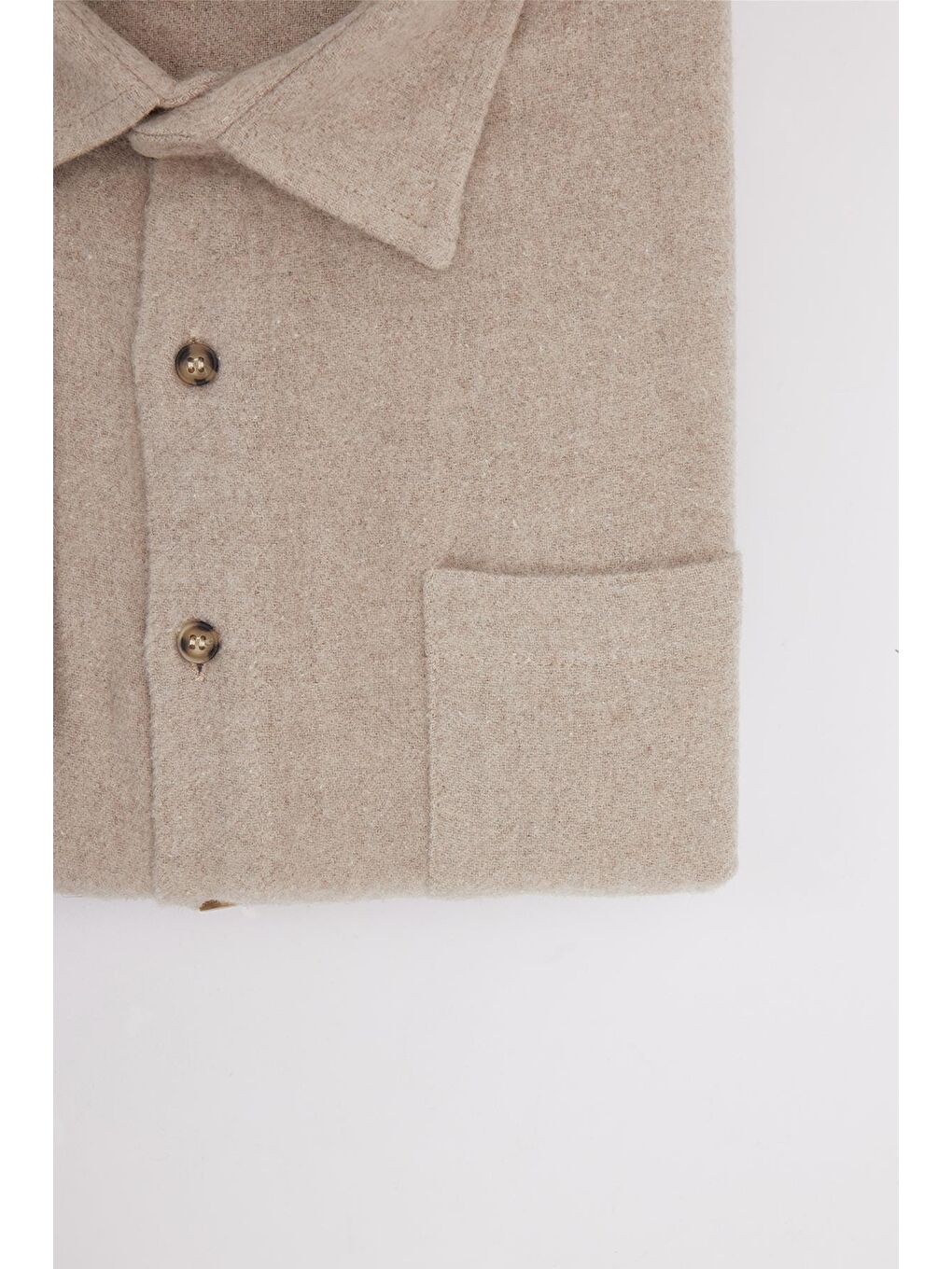 Bej Erkek Big Size Büyük Beden Oduncu Tek Cepli Taş Kışlık Gömlek-3