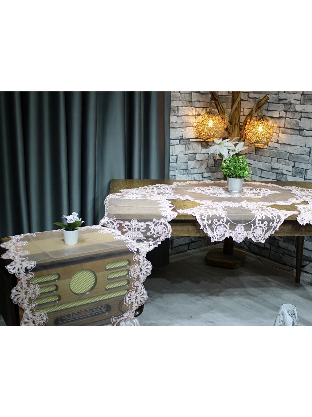 Alara 5 Parça Salon Takımı Pembe-1