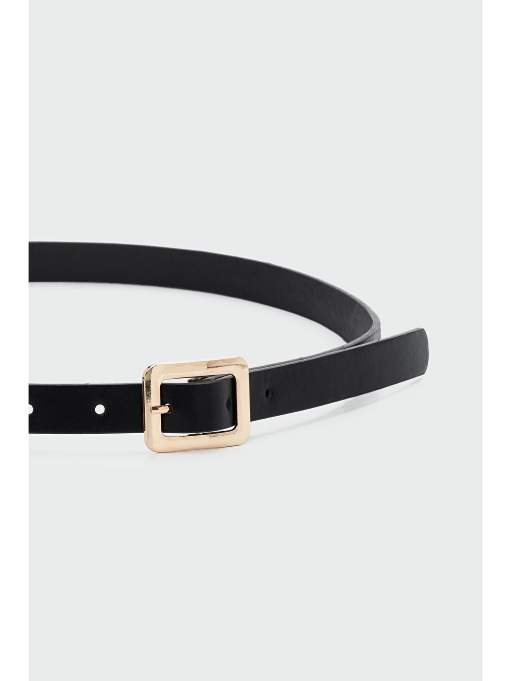 Dikdörtgen Tokalı İnce Suni Deri Kemer Siyah-1