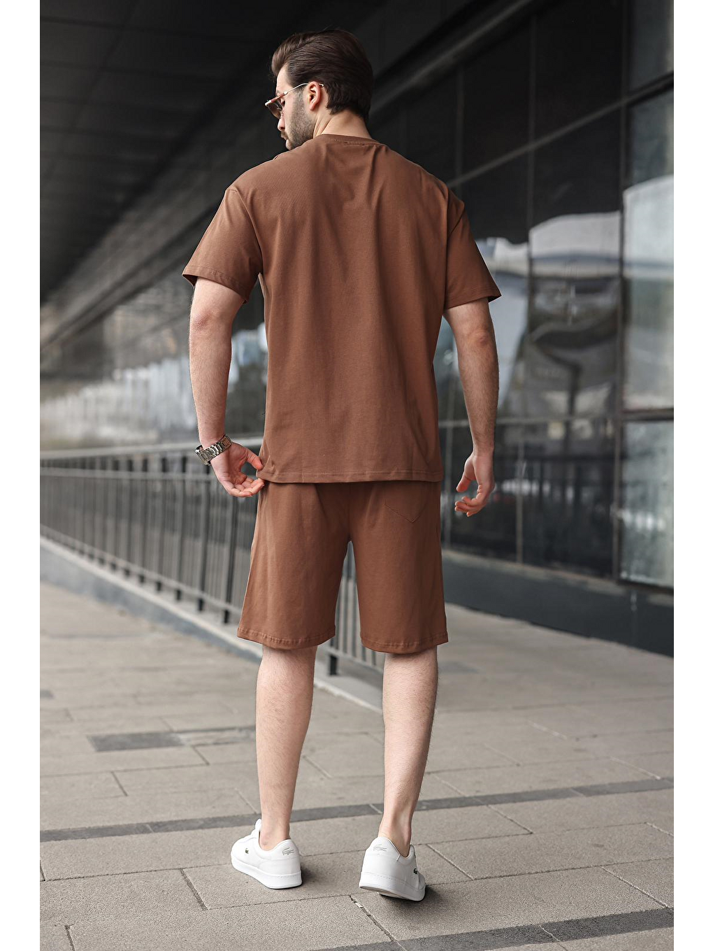 Kahverengi Erkek Şort T-Shirt Takım E7347-2