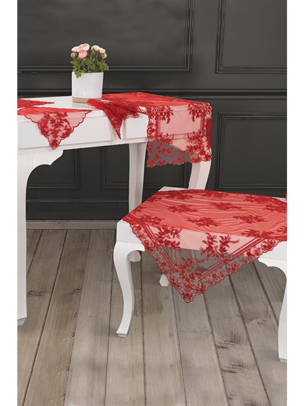 Fransız Mary Salon Takımı 16 Parça Kırmızı-1