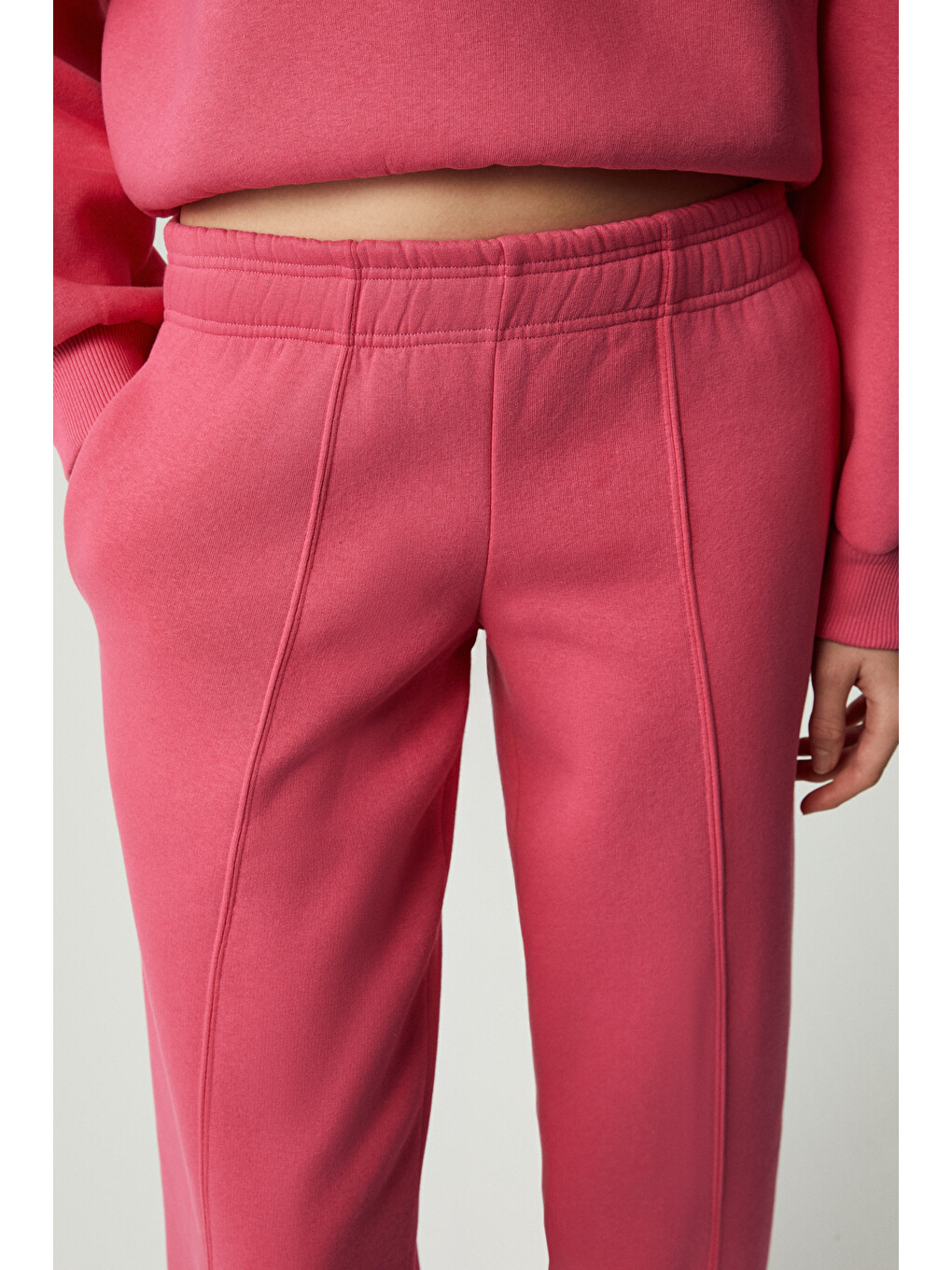 Morgans Kadın Geniş Paça Oversize Pembe Eşofman Altı-2