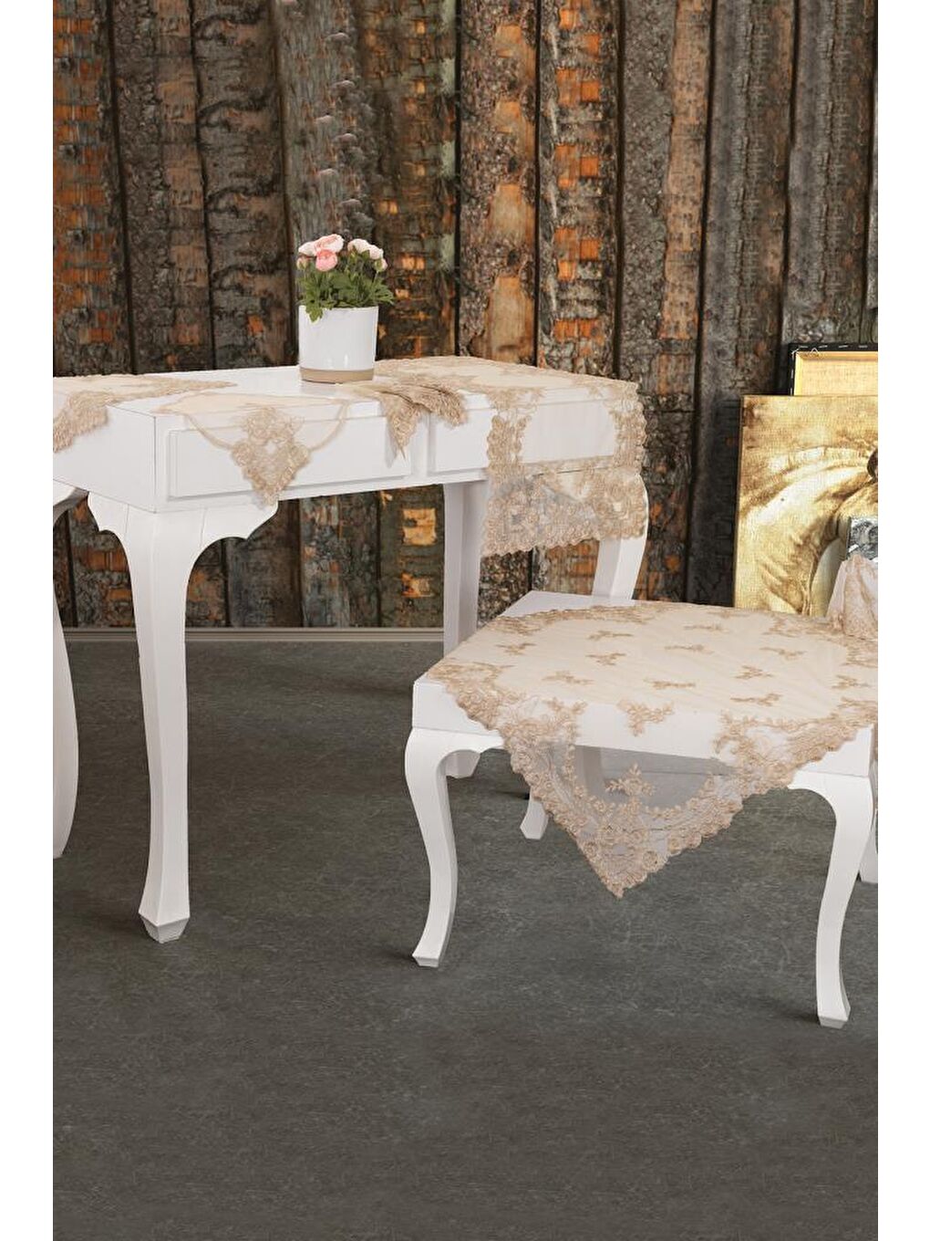 Kahverengi Fransız Mary Salon Takımı 16 Parça Cappucino-1