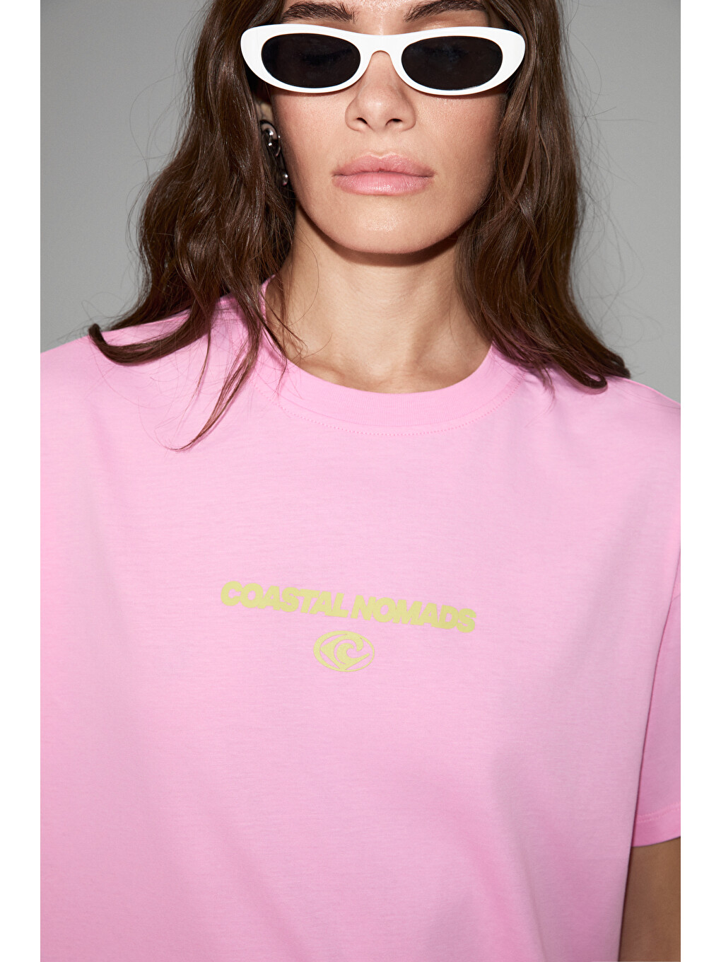 Fıneste Kadın Yumuşak Kumaşlı %100 Organik Pamuklu Baskı Detaylı Pembe T-shirt-1