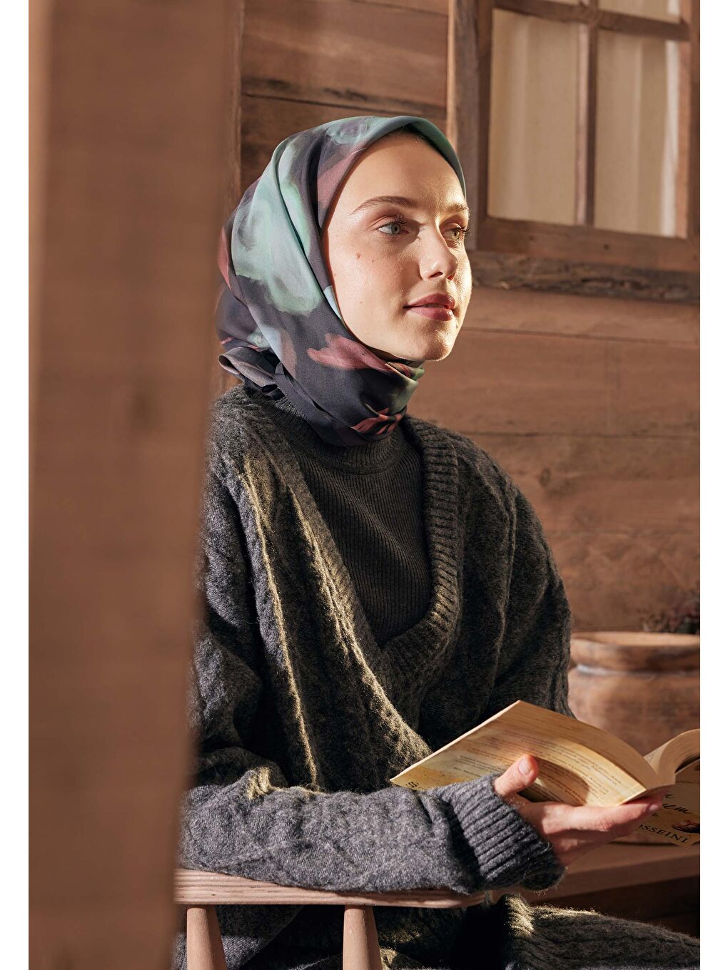 Darcy Desen Pamuk İpek Eşarp Turkuaz-1