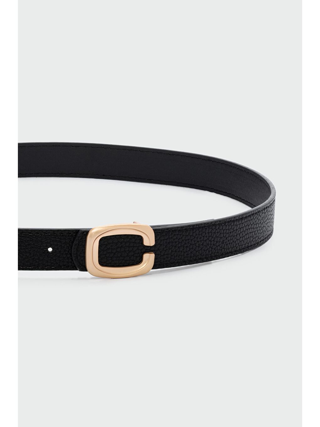 Dikdörtgen Şekilli Suni Deri Kemer Siyah-1