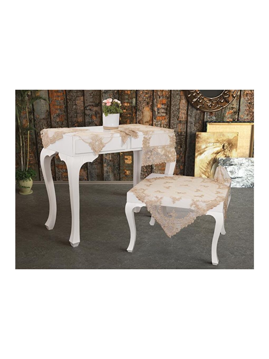 Kahverengi Fransız Mary Salon Takımı 16 Parça Cappucino-2