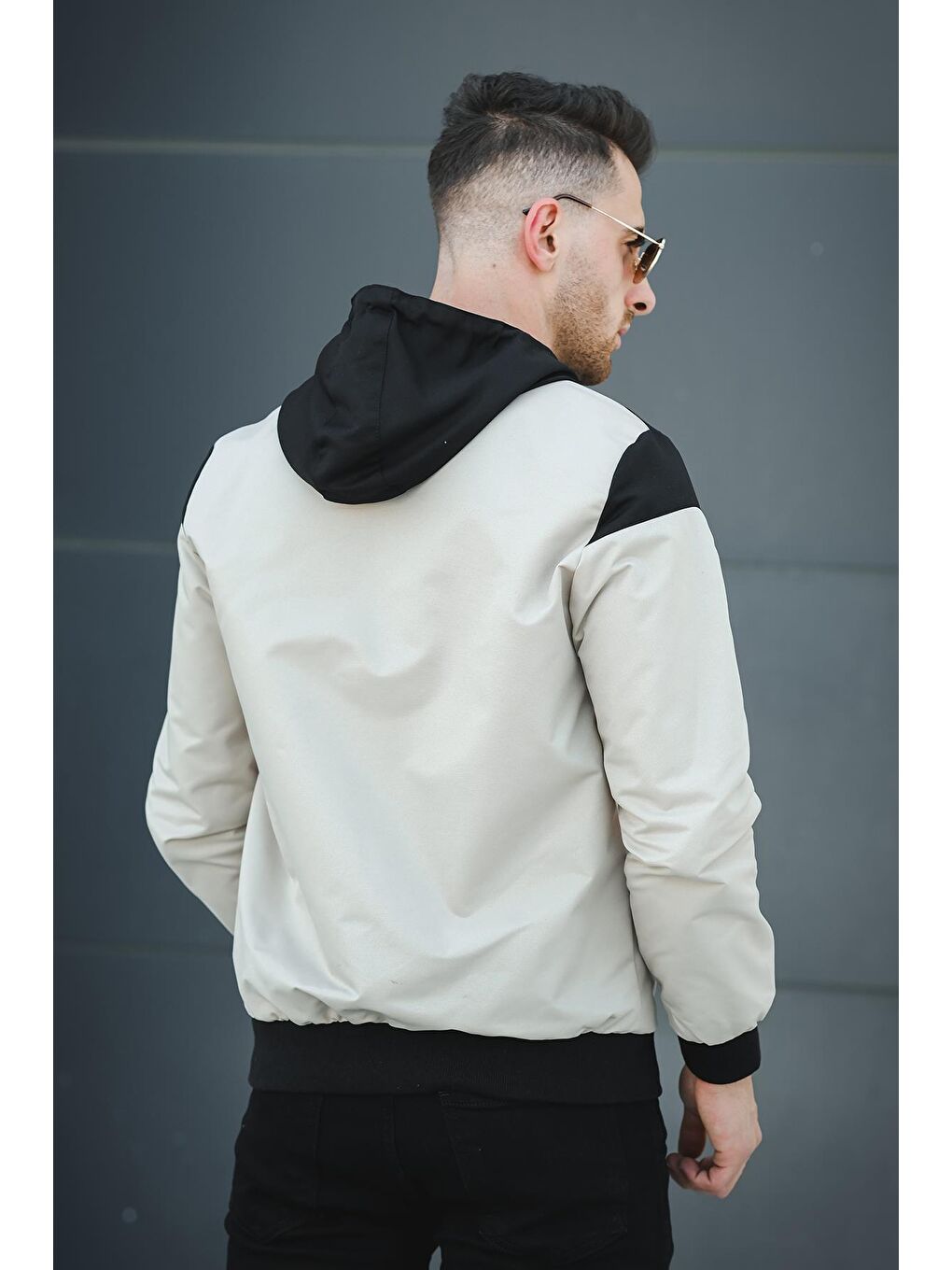 Siyah Believe Baskılı Suya Dayanaklı Slim Fit Erkek Mevsimlik Mont Yağmurluk-3