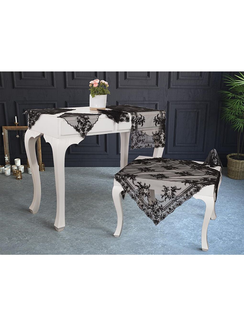 Fransız Mary Salon Takımı 16 Parça Siyah