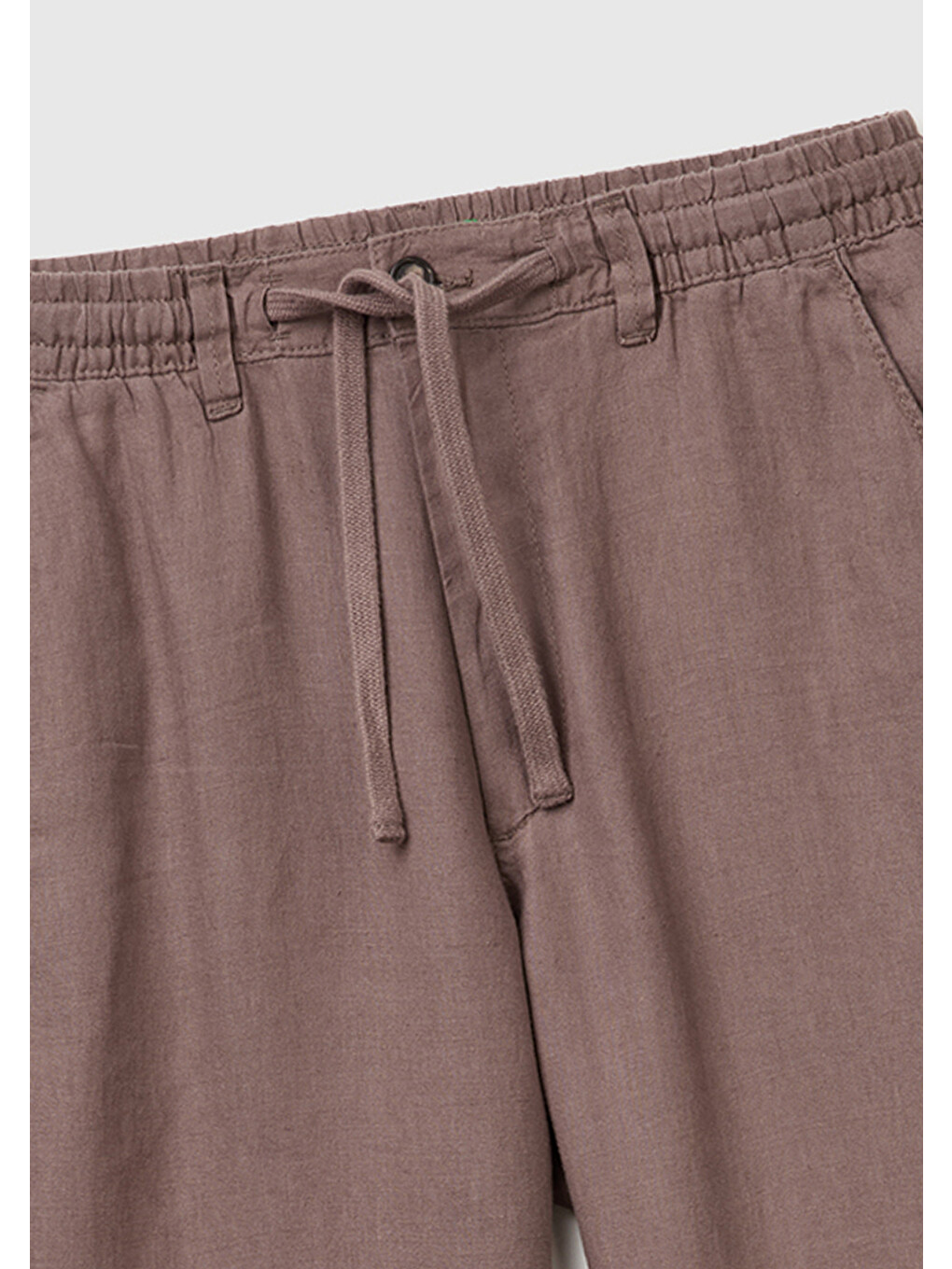 Erkek Kahverengi %100 Keten Beli İpli Pantolon-2