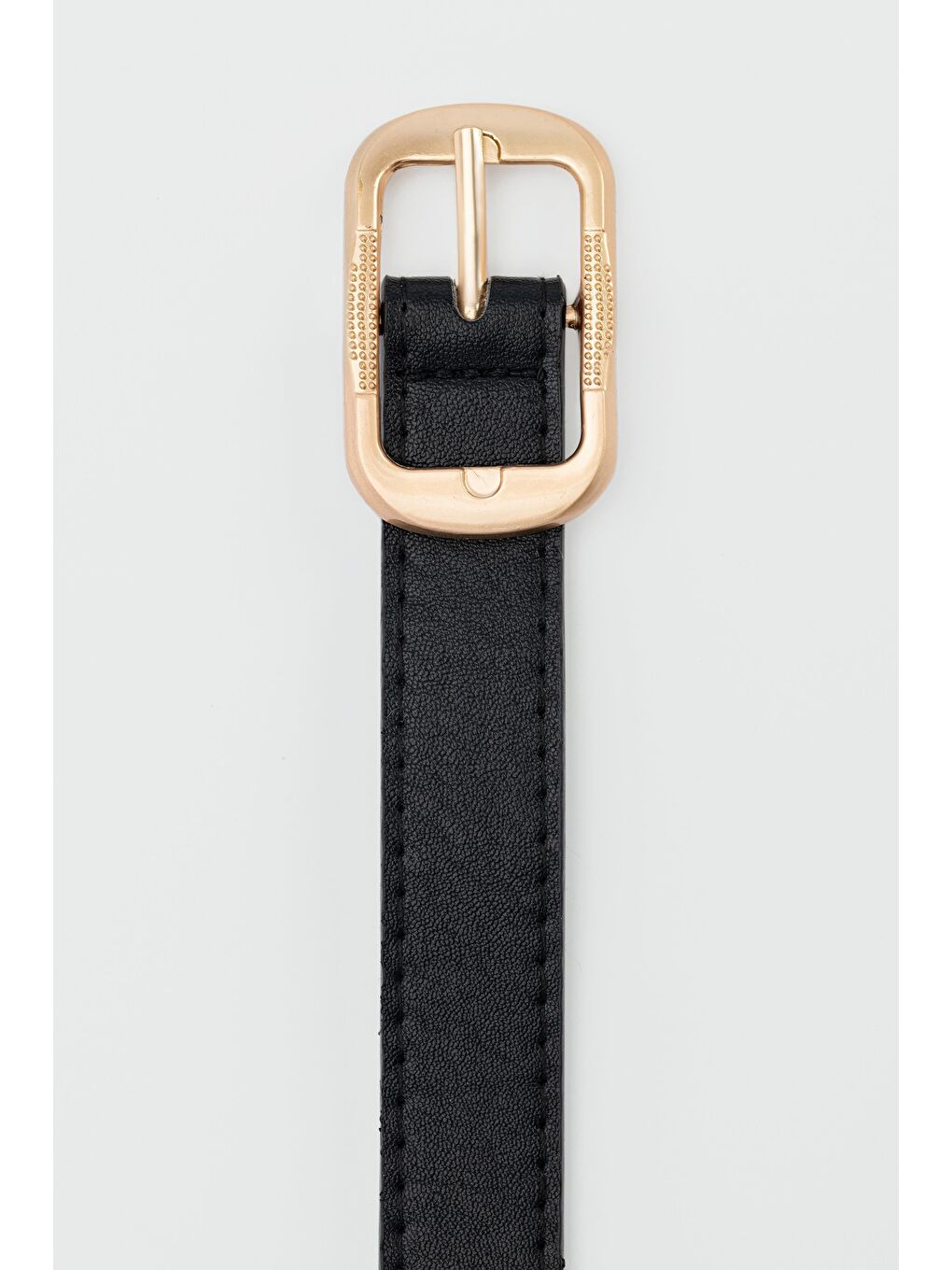 Dikdörtgen Tokalı İşlemeli Suni Deri Kemer Siyah-2