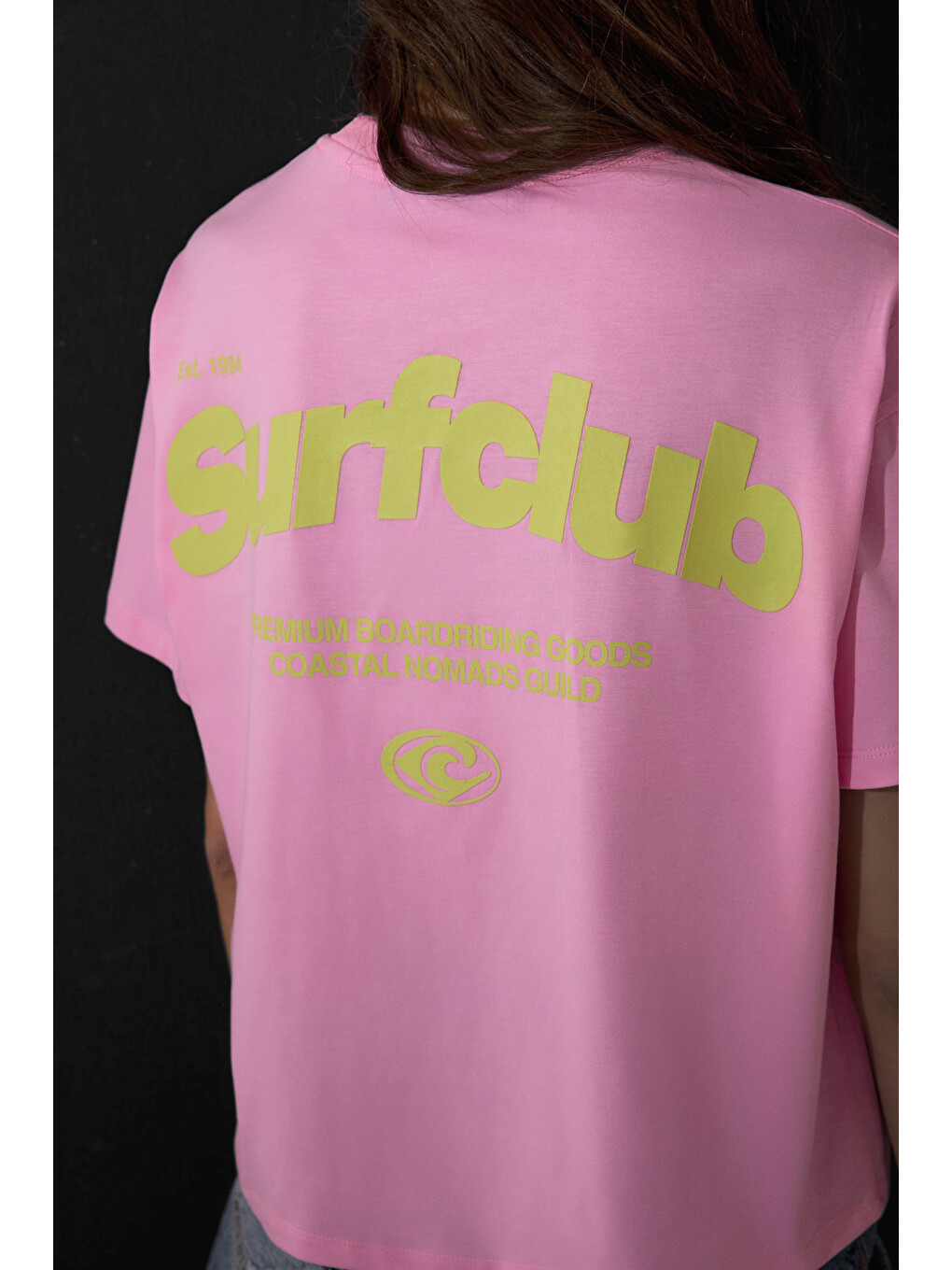 Fıneste Kadın Yumuşak Kumaşlı %100 Organik Pamuklu Baskı Detaylı Pembe T-shirt-2