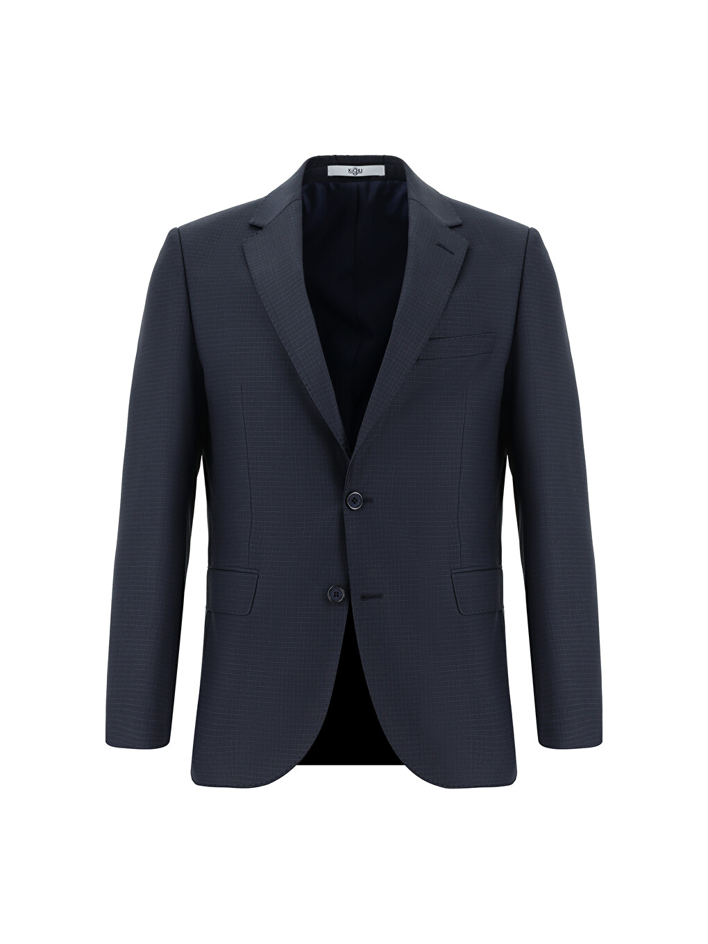 Lacivert Slim Fit Dar Kesim Klasik Ekose Takım Elbise-1
